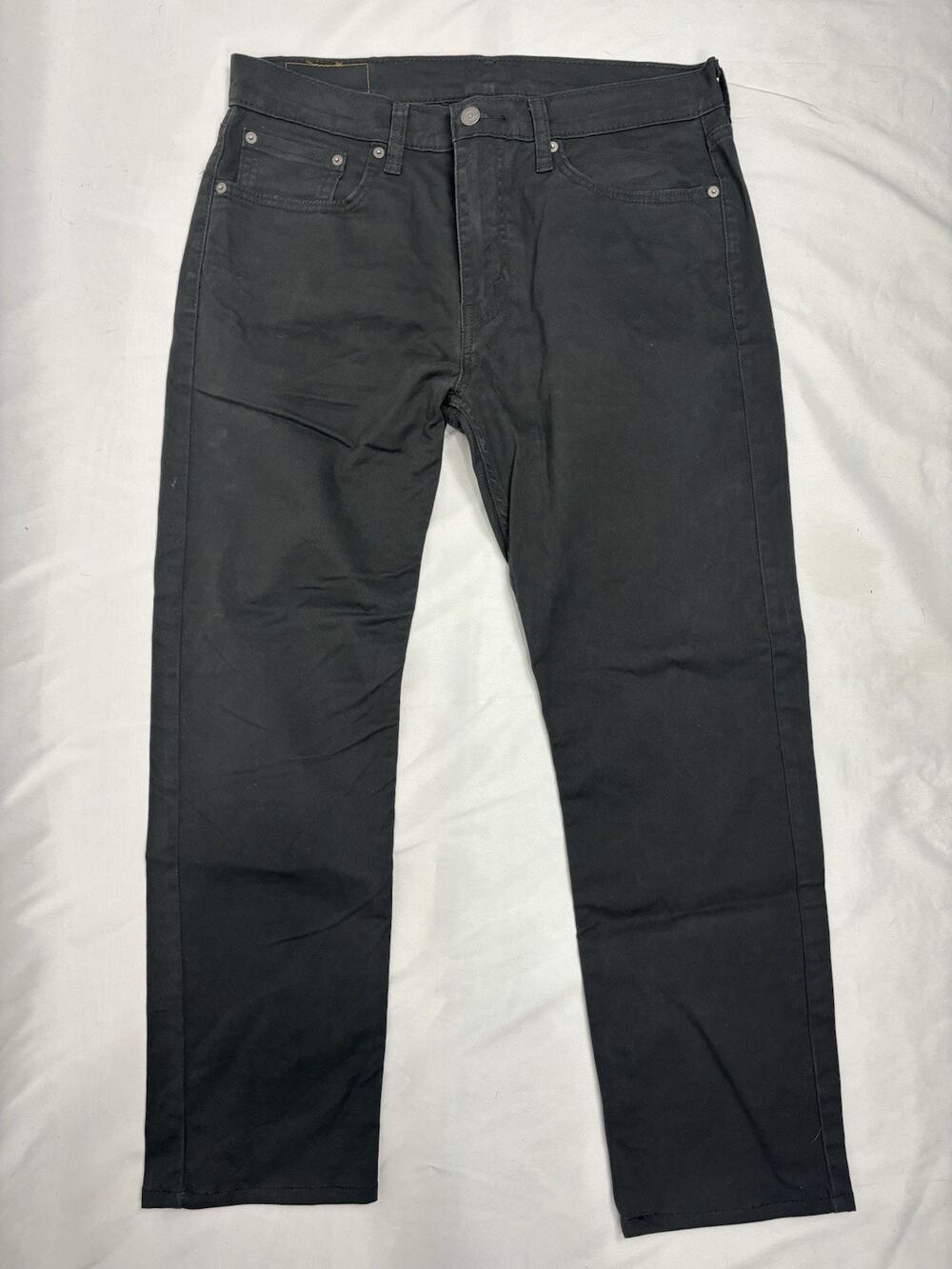 LEVI 502 Taper Jeans Solid Black 33W 28L Mens Stretch Denim Slim Fit